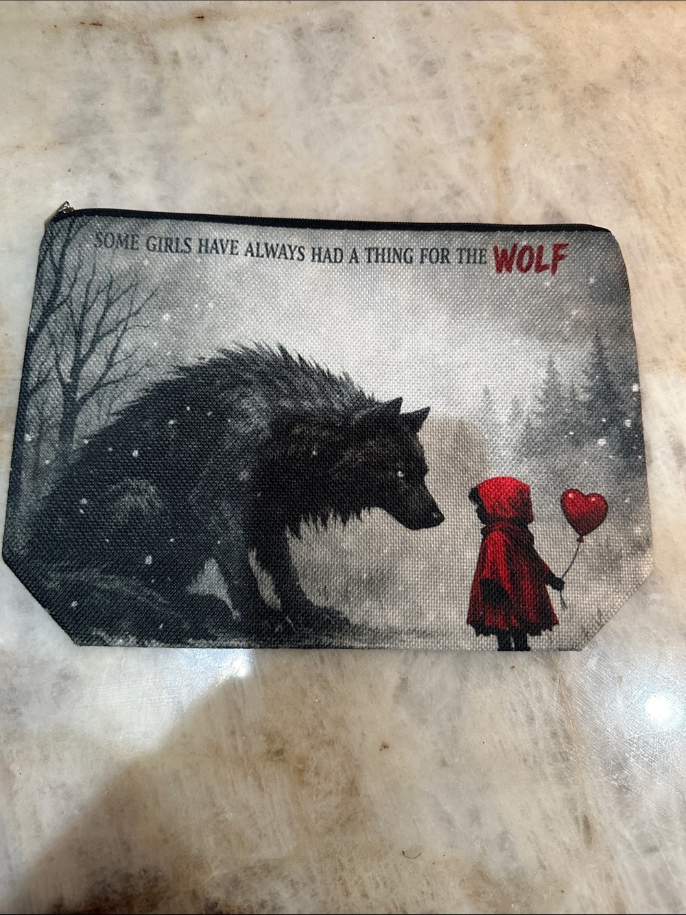 Little Red Riding Hood Wolf Print Canvas Pouch